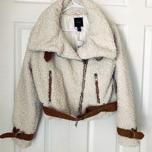 SHIRPA MOTO Jacket With Suede Trim In Light Cream